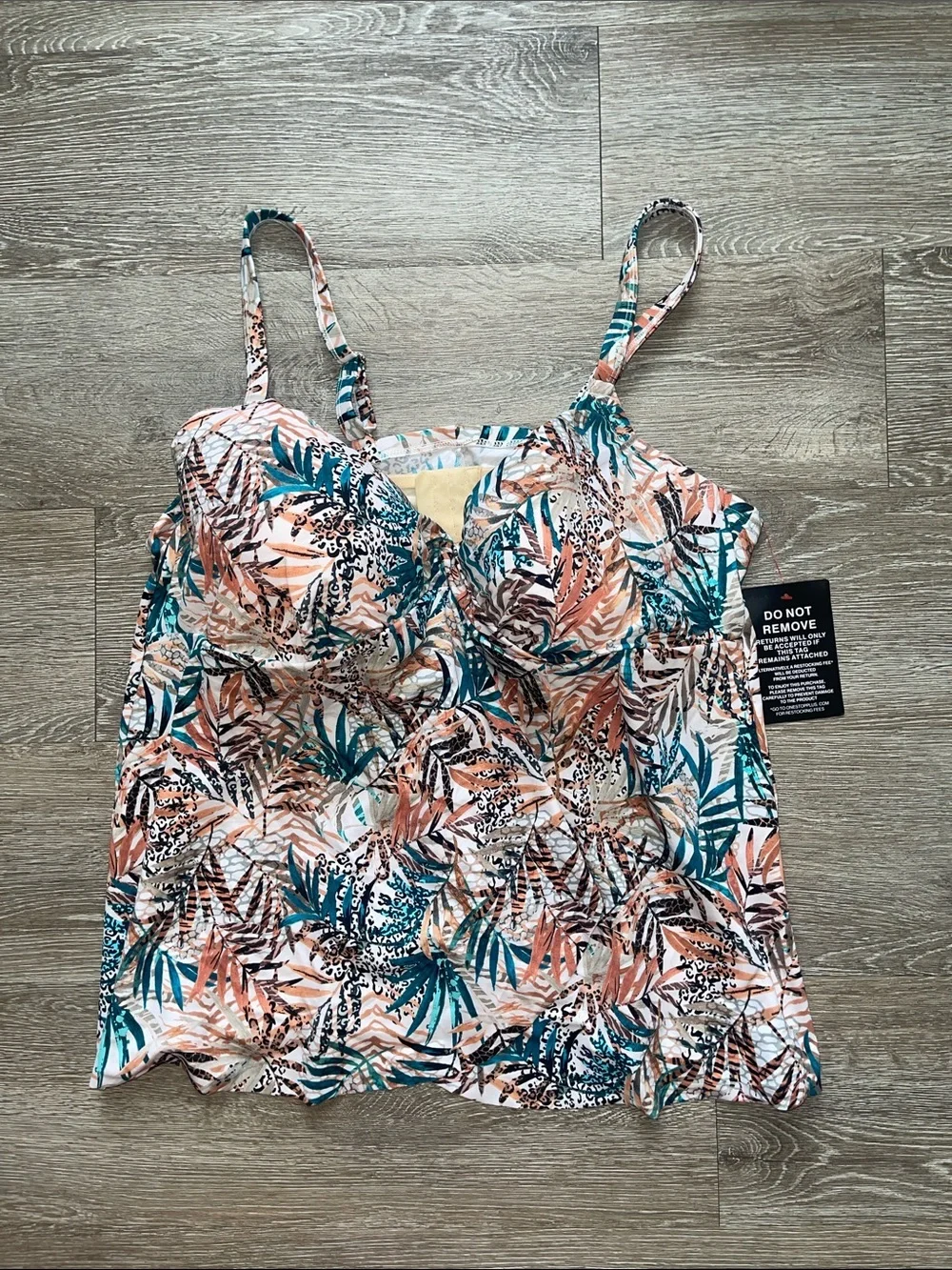 New Swimsuits For All Tropical animal Leaf Print Tankini Top swimsuit underwire
